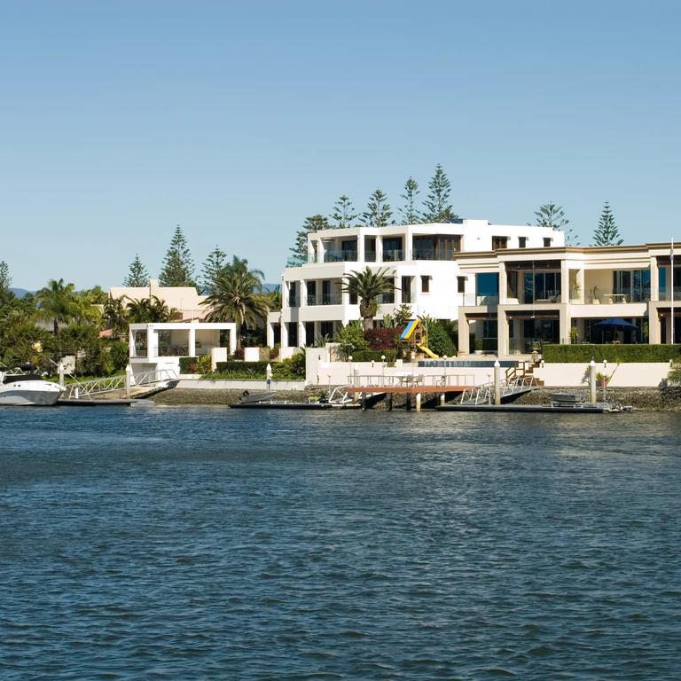 Luxury homes on a waterway, Surfers Paradise, Queensland, Australia